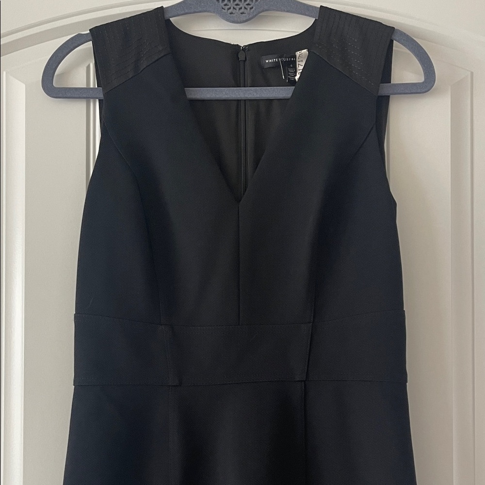 White House Black Market Black V-Neck Dress 4‎ - Picture 3 of 10